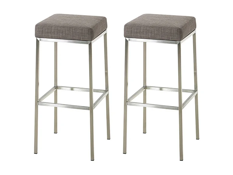 Lot de 2  Tabouret de bar - Tissu & Acier inoxydable - Gris - Montreal 80