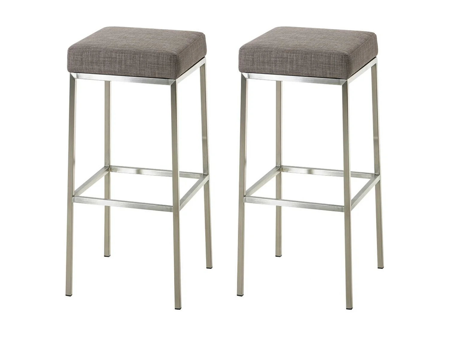 Lot de 2  Tabouret de bar - Tissu & Acier inoxydable - Gris - Montreal 80