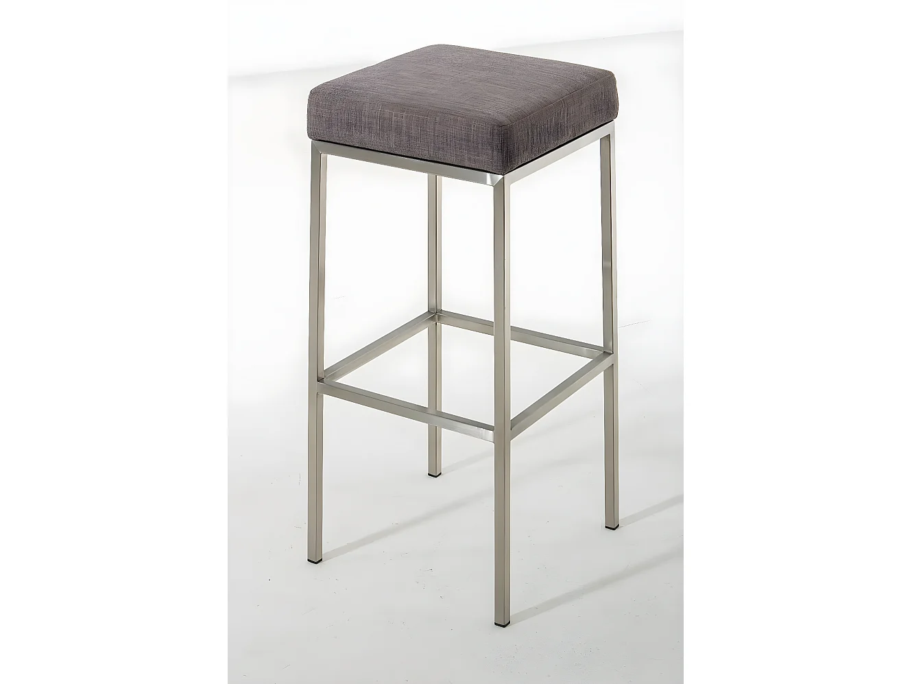 Lot de 2  Tabouret de bar - Tissu & Acier inoxydable - Gris - Montreal 80