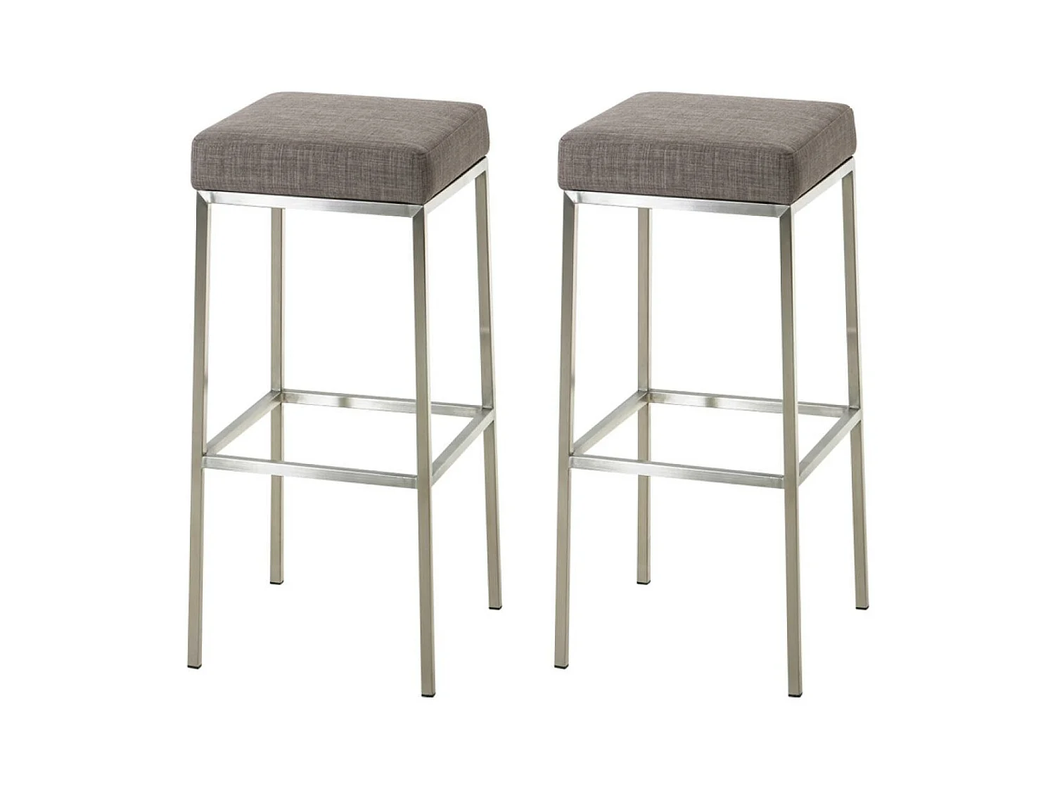 Lot de 2  Tabouret de bar - Tissu & Acier inoxydable - Gris - Montreal 80