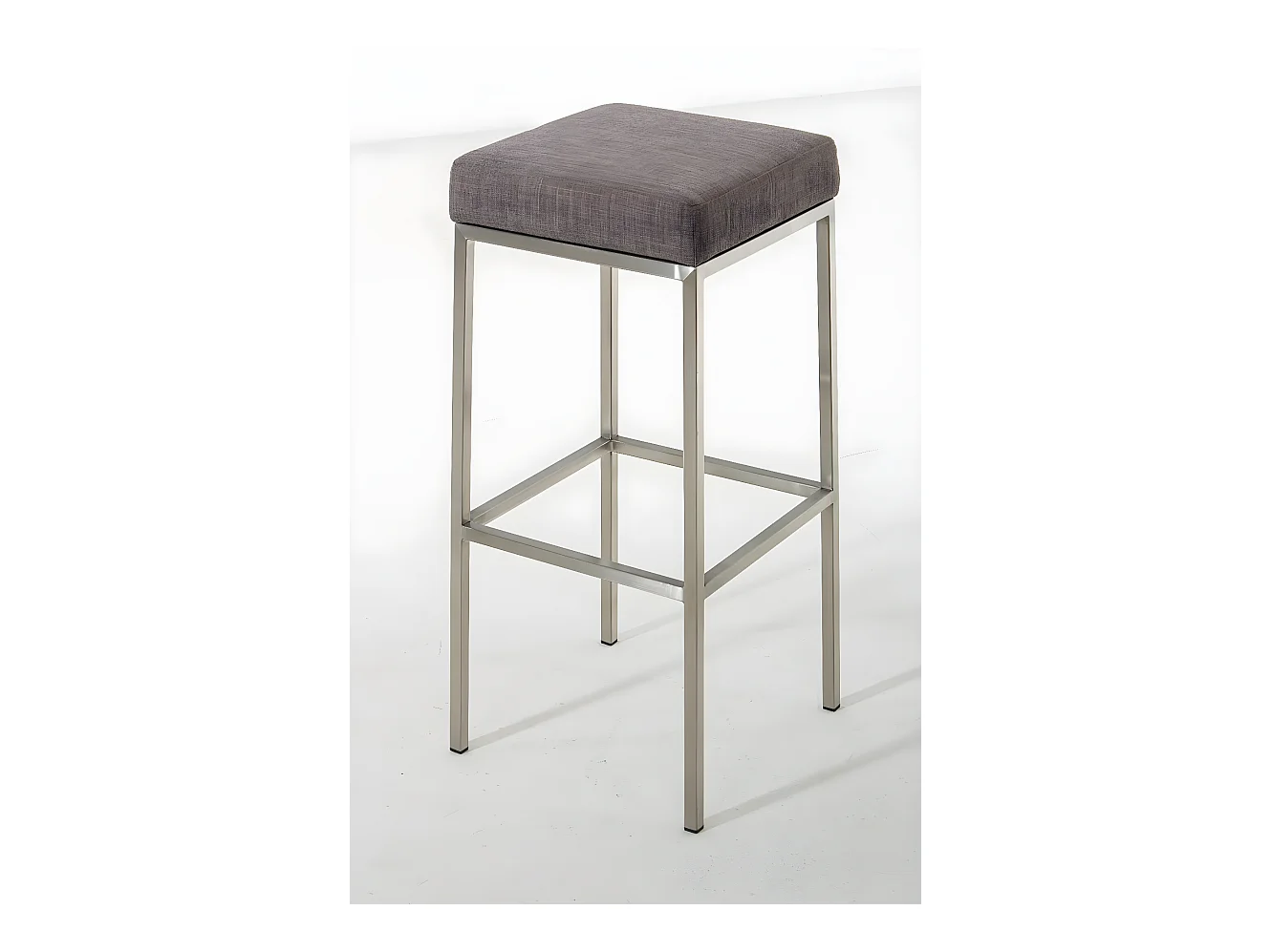 Lot de 2  Tabouret de bar - Tissu & Acier inoxydable - Gris - Montreal 80