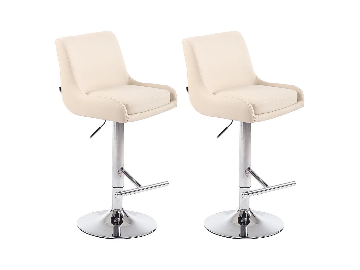Lot de 2  Tabouret de bar - Similicuir & Métal - Crème - Club