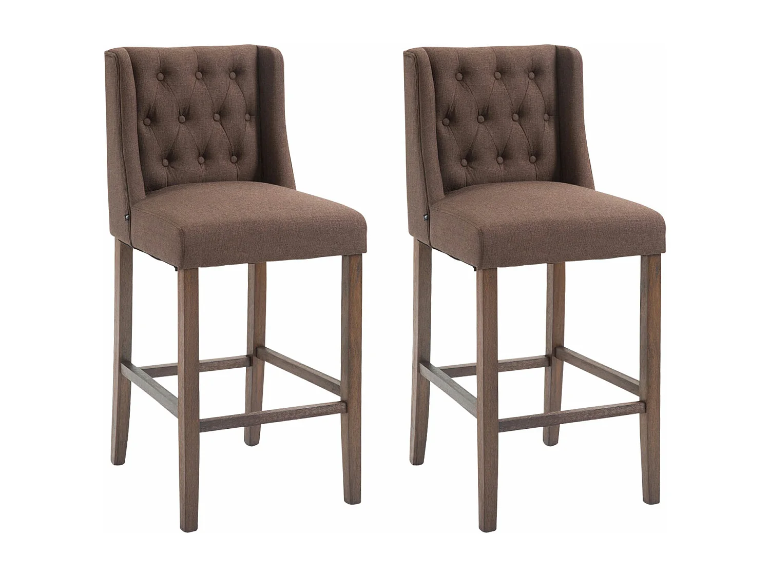 Lot de 2  Tabouret de bar - Tissu & Bois - Marron - Cassandra