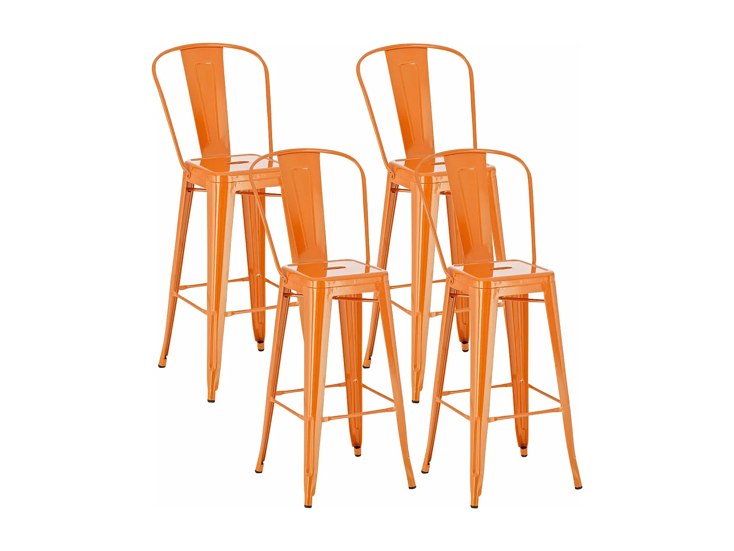 Lot de 4  Tabouret de bar - Métal & Métal - Orange - Aiden