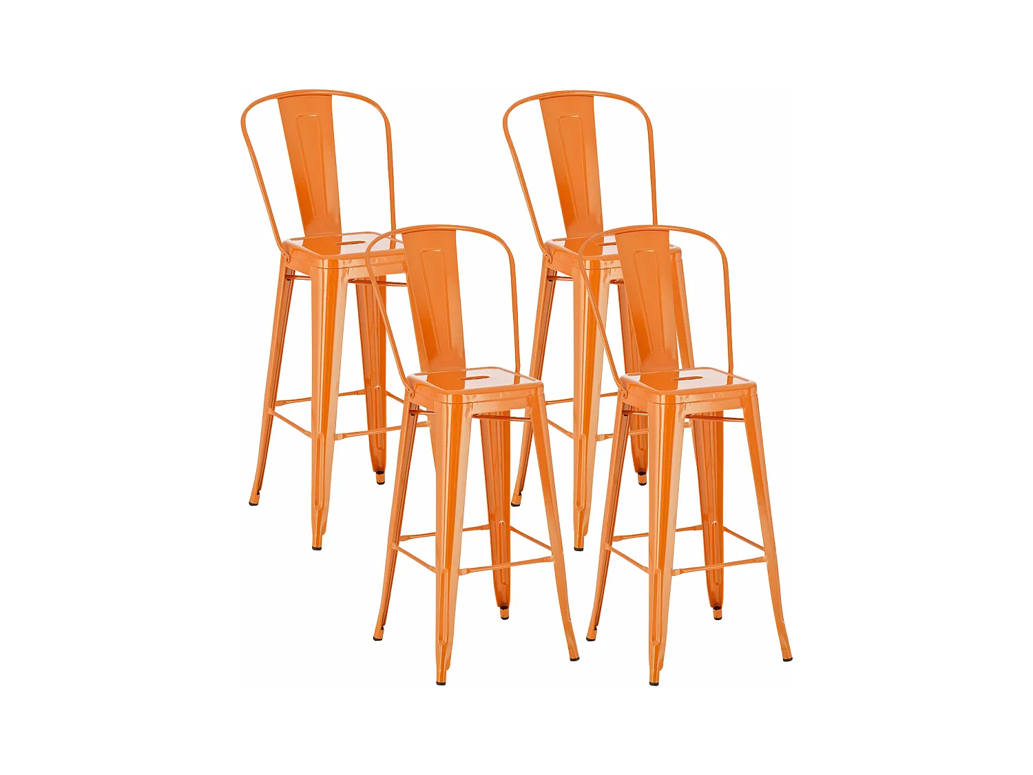 Lot de 4  Tabouret de bar - Métal & Métal - Orange - Aiden