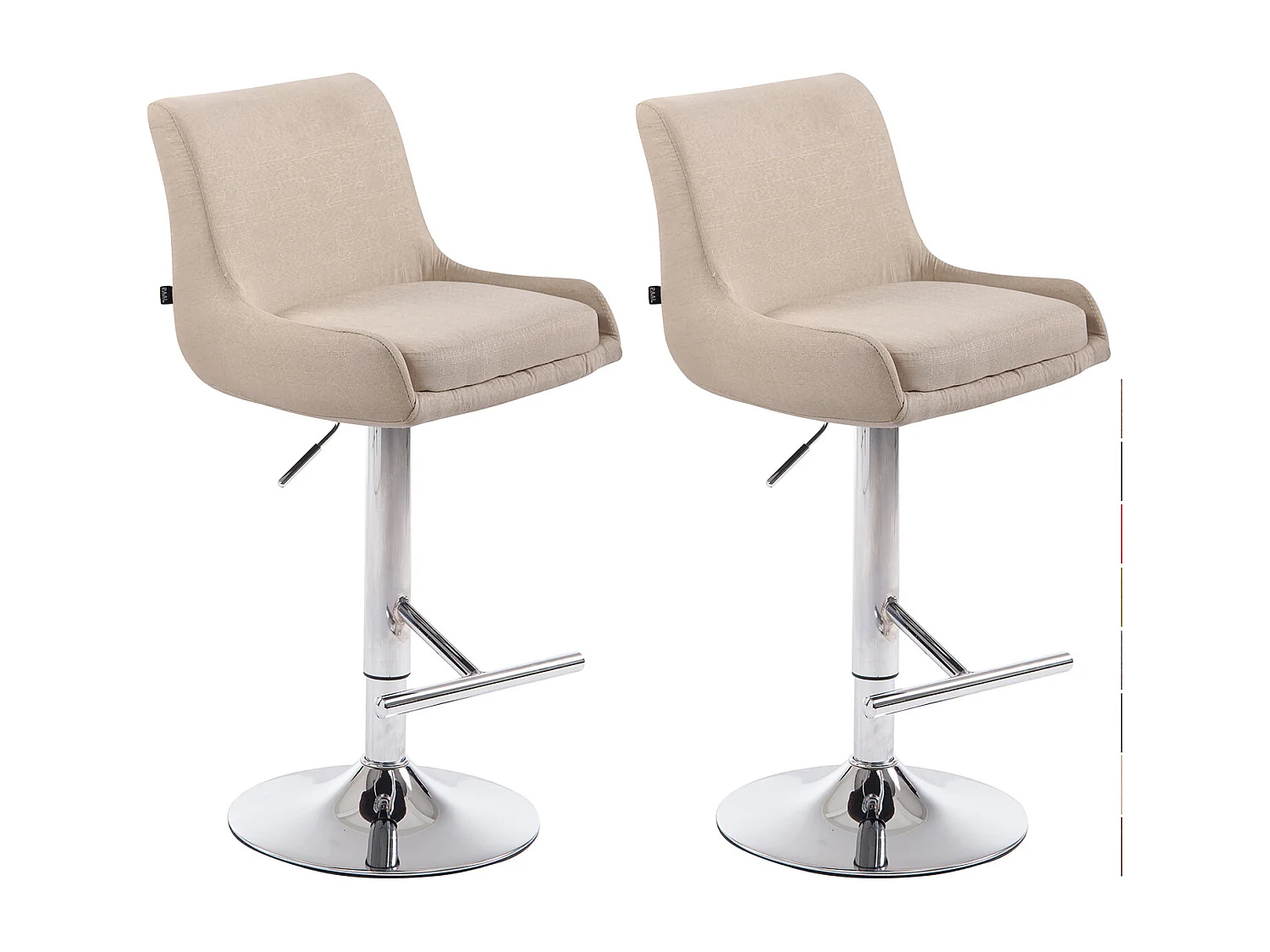 Lot de 2  Tabouret de bar - Tissu & Métal - Crème - Club