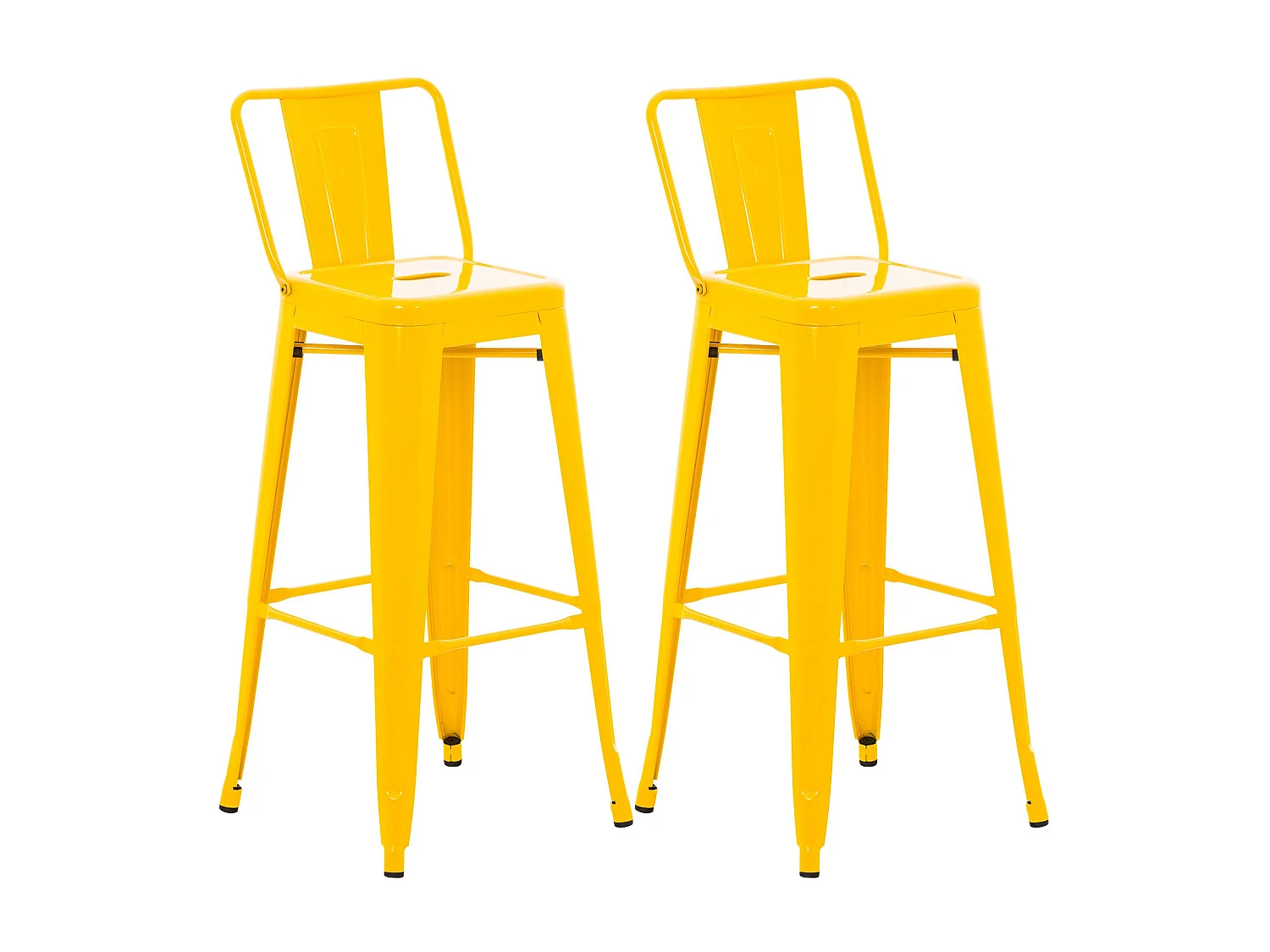 Lot de 2  Tabouret de bar - Métal & Noir - Jaune - Mason