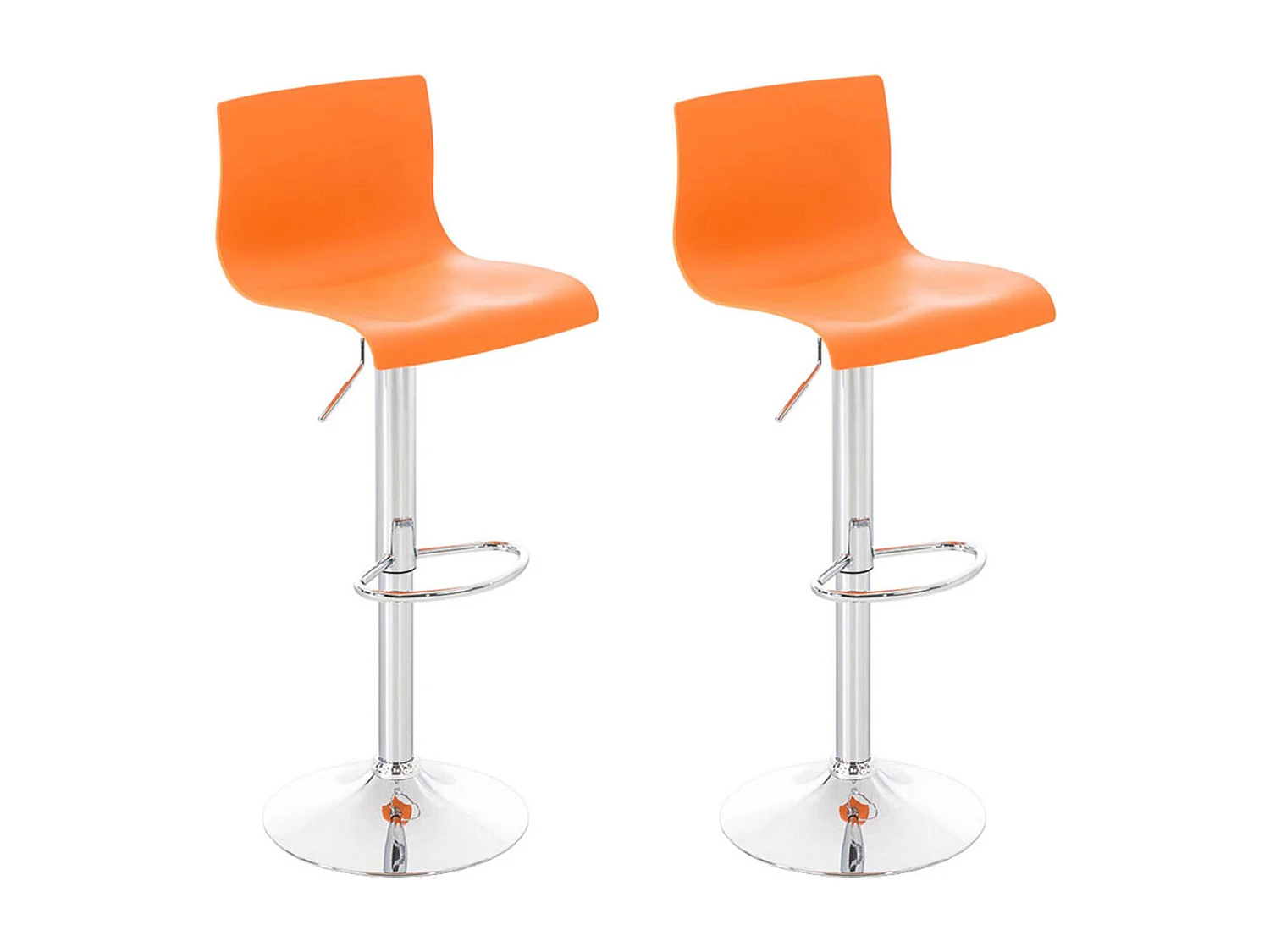 Lot de 2  Tabouret de bar - Plastique & Métal chromé - Orange - Hover