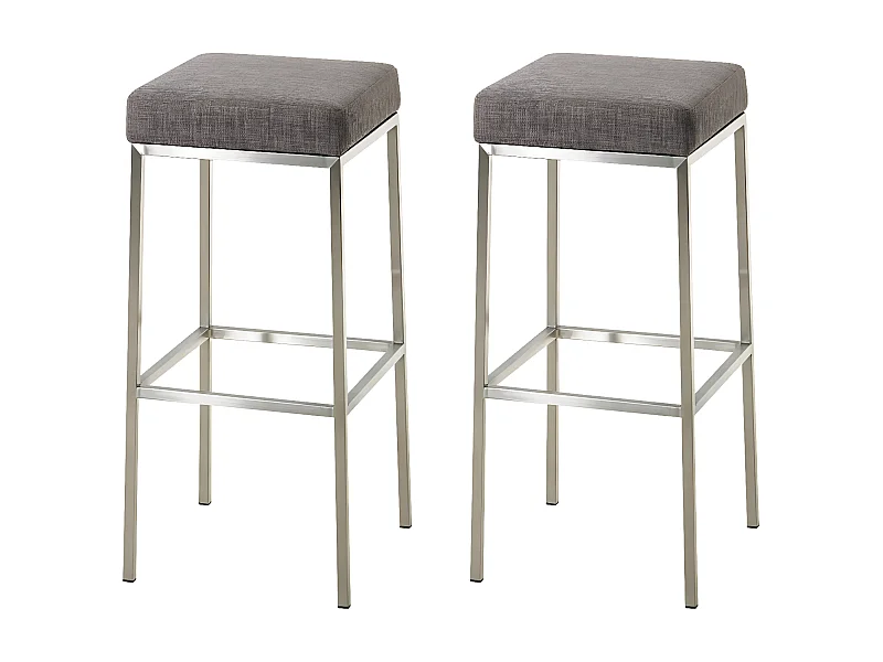 Lot de 2  Tabouret de bar - Tissu & Acier inoxydable - Gris - Montreal 85
