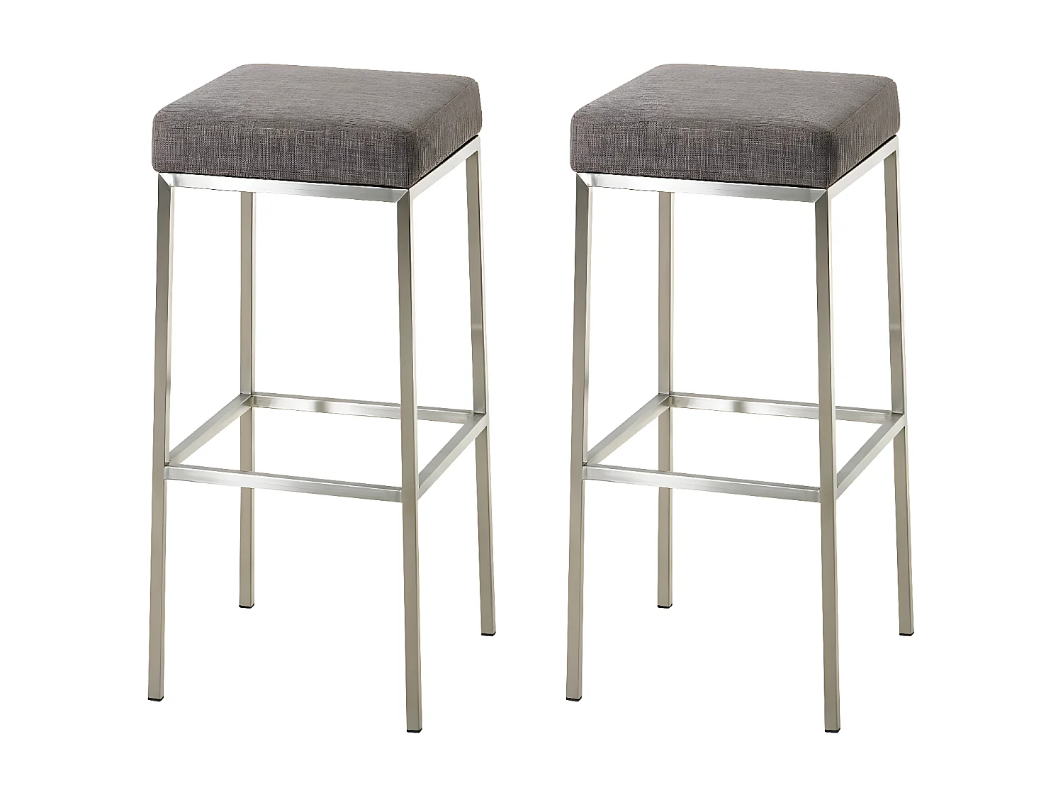 Lot de 2  Tabouret de bar - Tissu & Acier inoxydable - Gris - Montreal 85