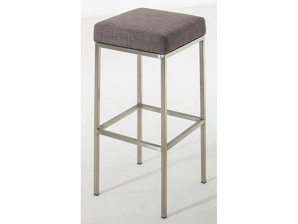 Lot de 2  Tabouret de bar - Tissu & Acier inoxydable - Gris - Montreal 85