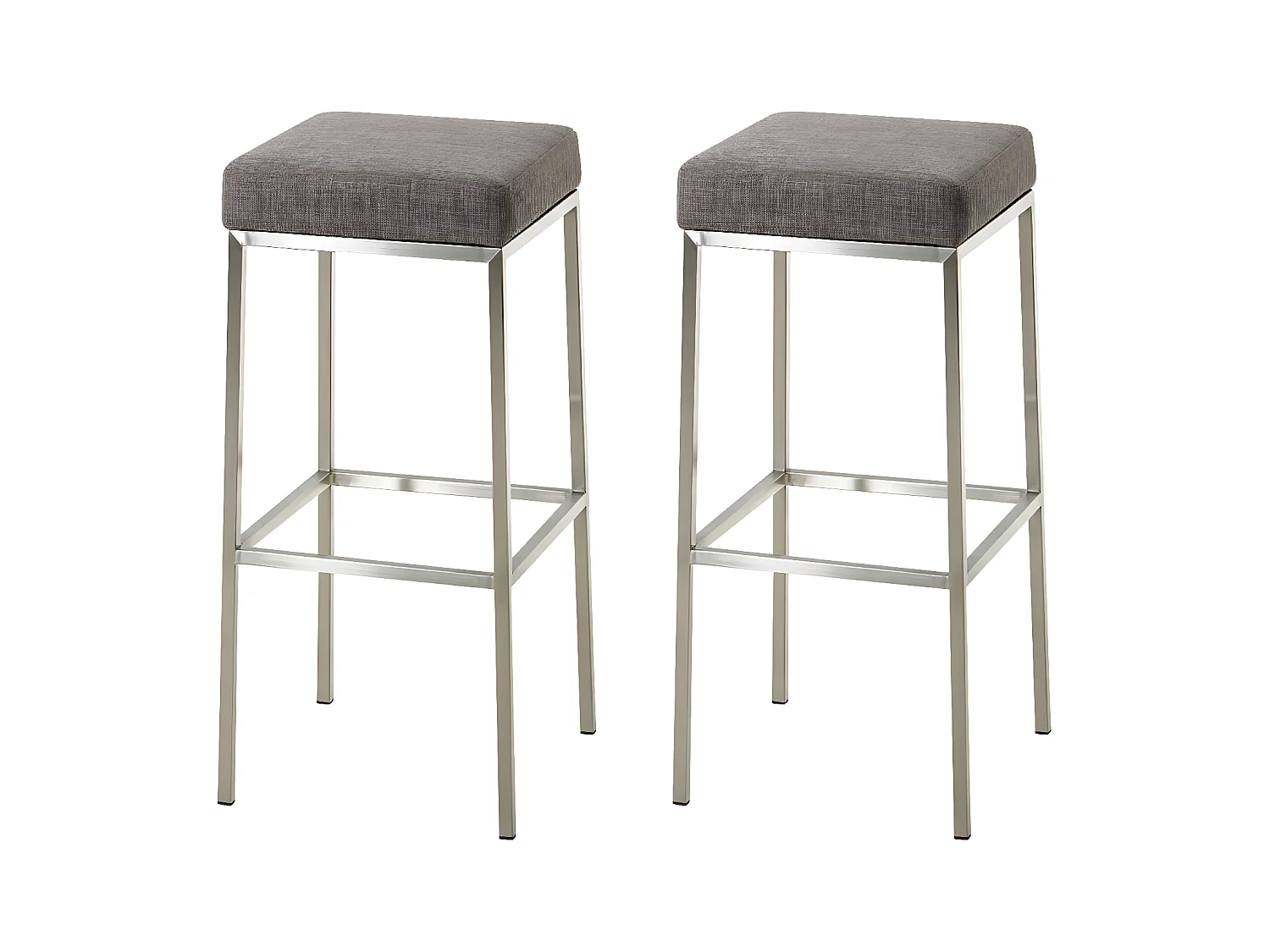 Lot de 2  Tabouret de bar - Tissu & Acier inoxydable - Gris - Montreal 85