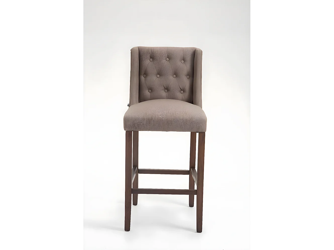 Lot de 2  Tabouret de bar - Tissu & Bois - Taupe - Cassandra