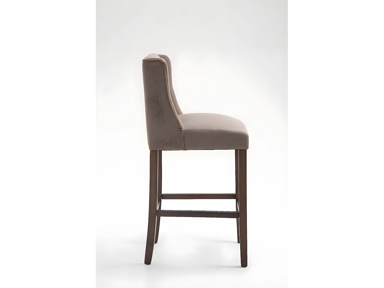 Lot de 2  Tabouret de bar - Tissu & Bois - Taupe - Cassandra