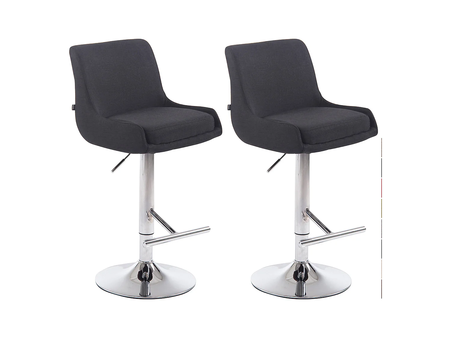 Lot de 2  Tabouret de bar - Tissu & Métal - Noir - Club