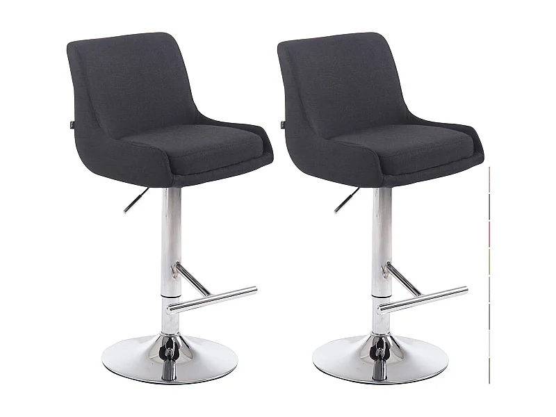 Lot de 2  Tabouret de bar - Tissu & Métal - Noir - Club