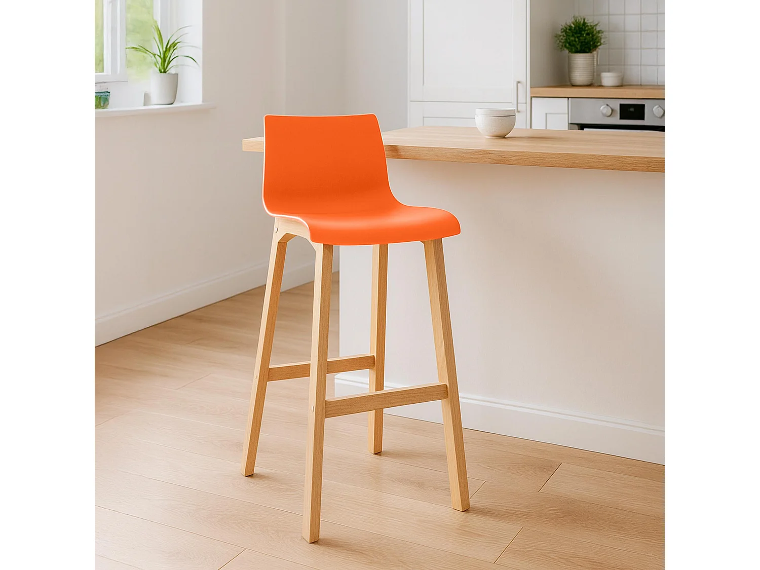 Barkruk - Hout & natura - oranje - Hover