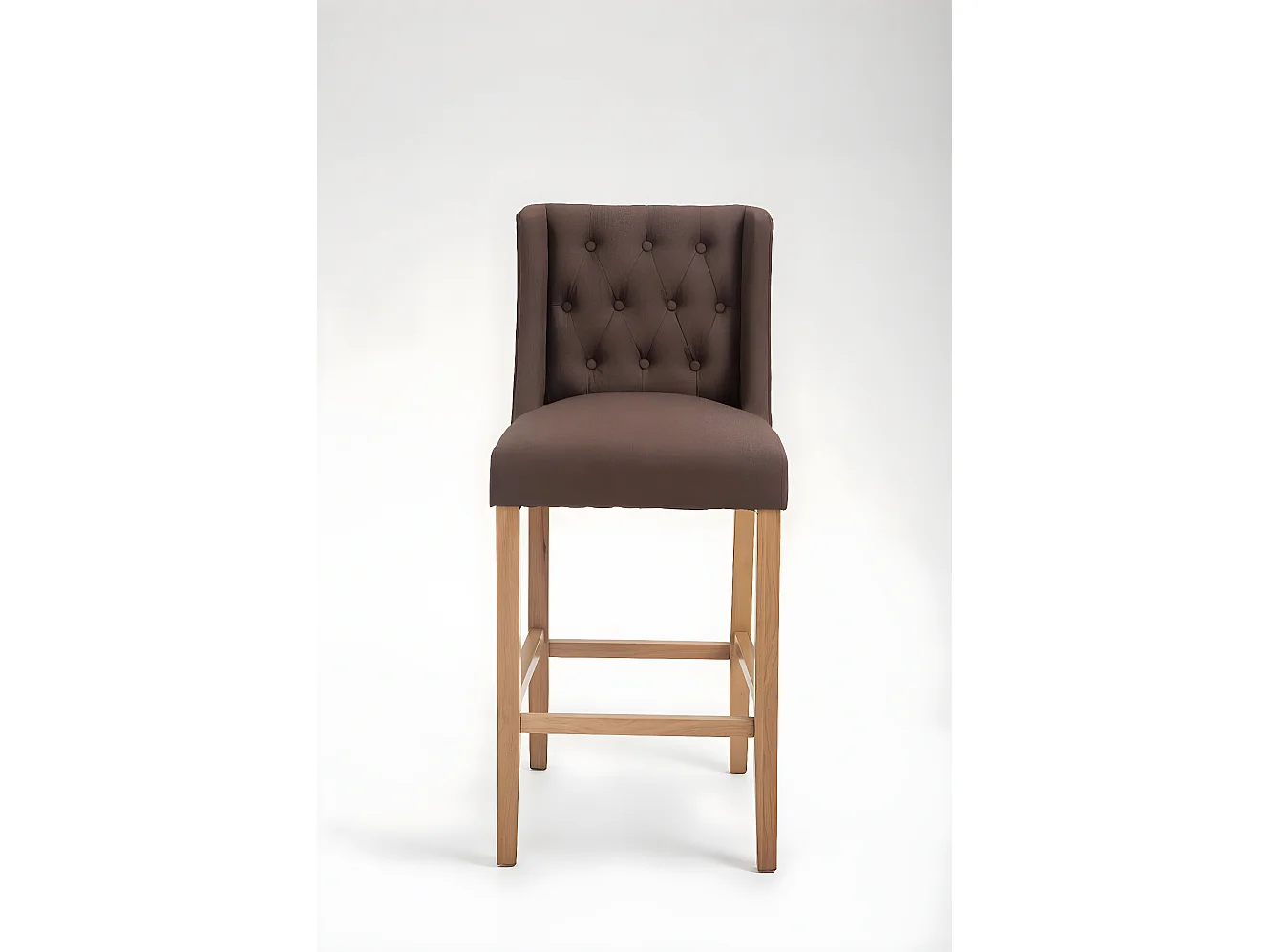 Tabouret de bar - Tissu & Bois - Marron - Cassandra