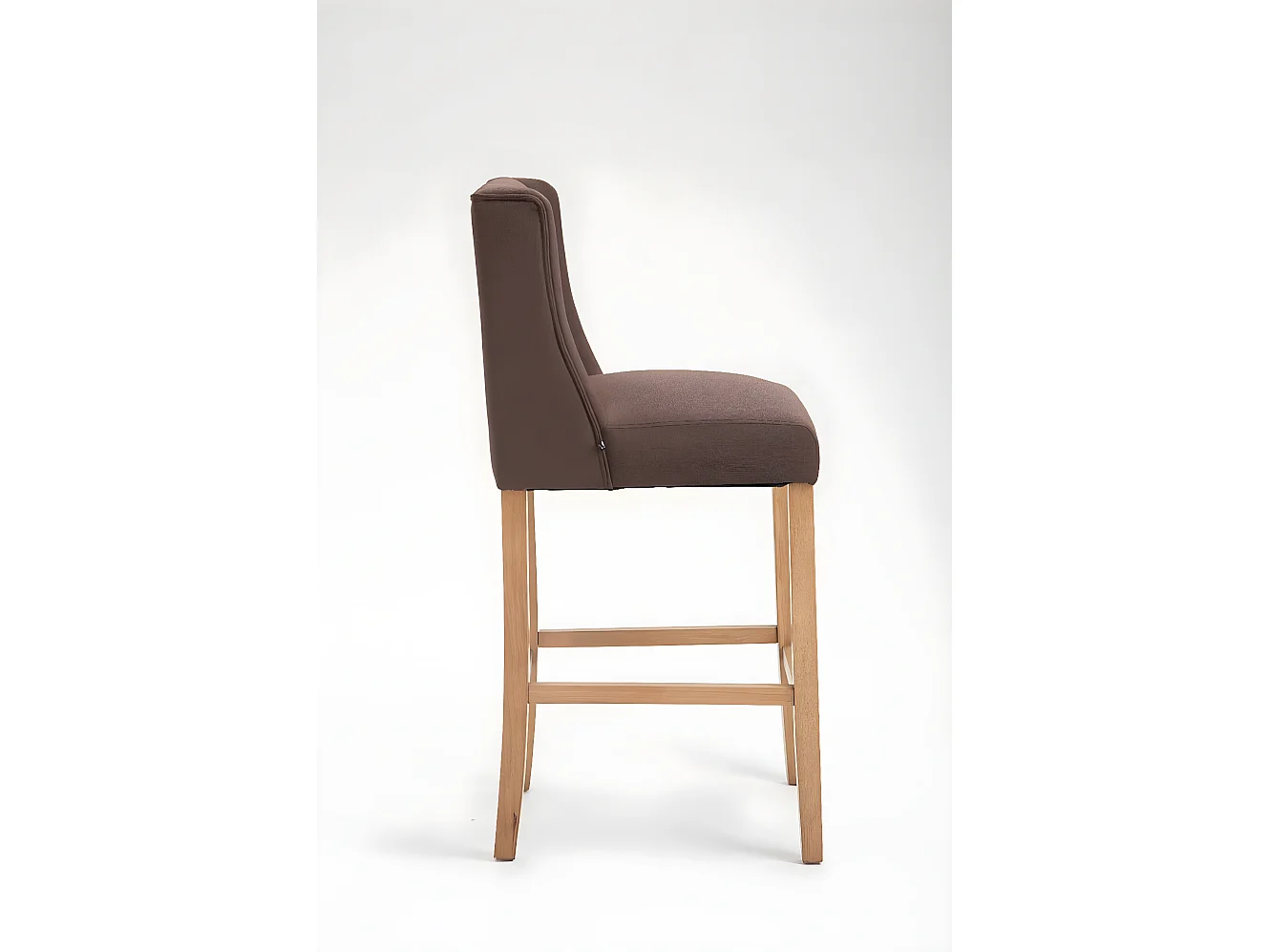 Tabouret de bar - Tissu & Bois - Marron - Cassandra