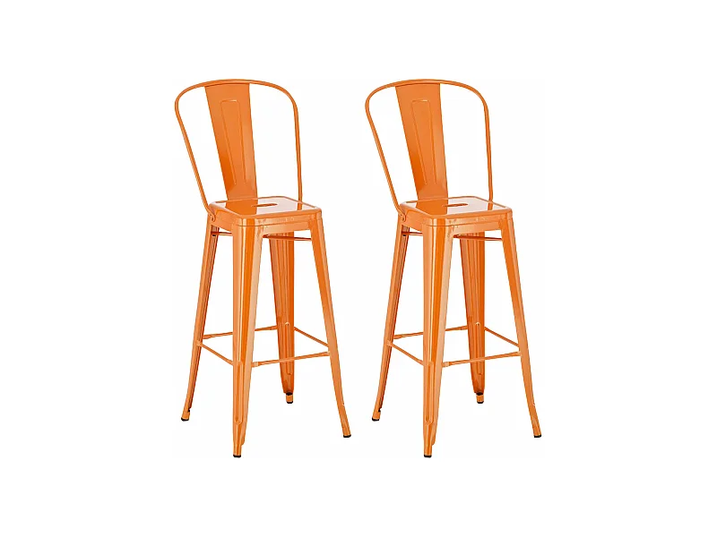 2er Set Barhocker - Metall & Metall - orange - Aiden