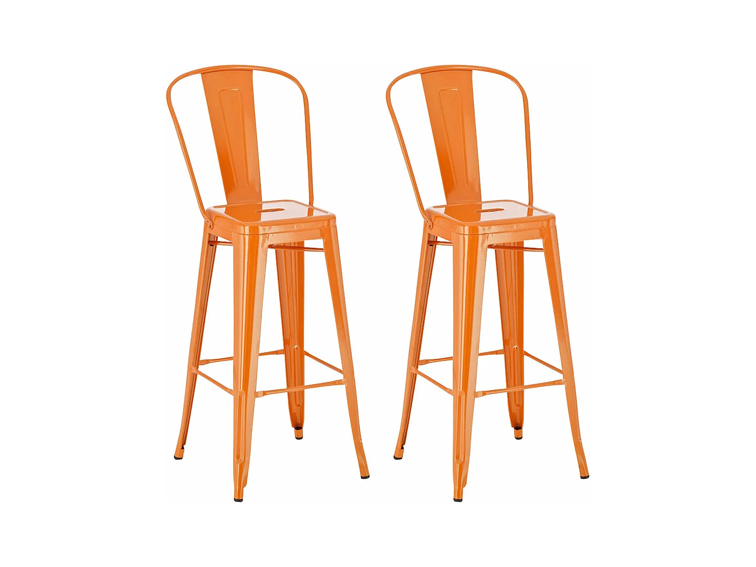 Lot de 2  Tabouret de bar - Métal & Métal - Orange - Aiden