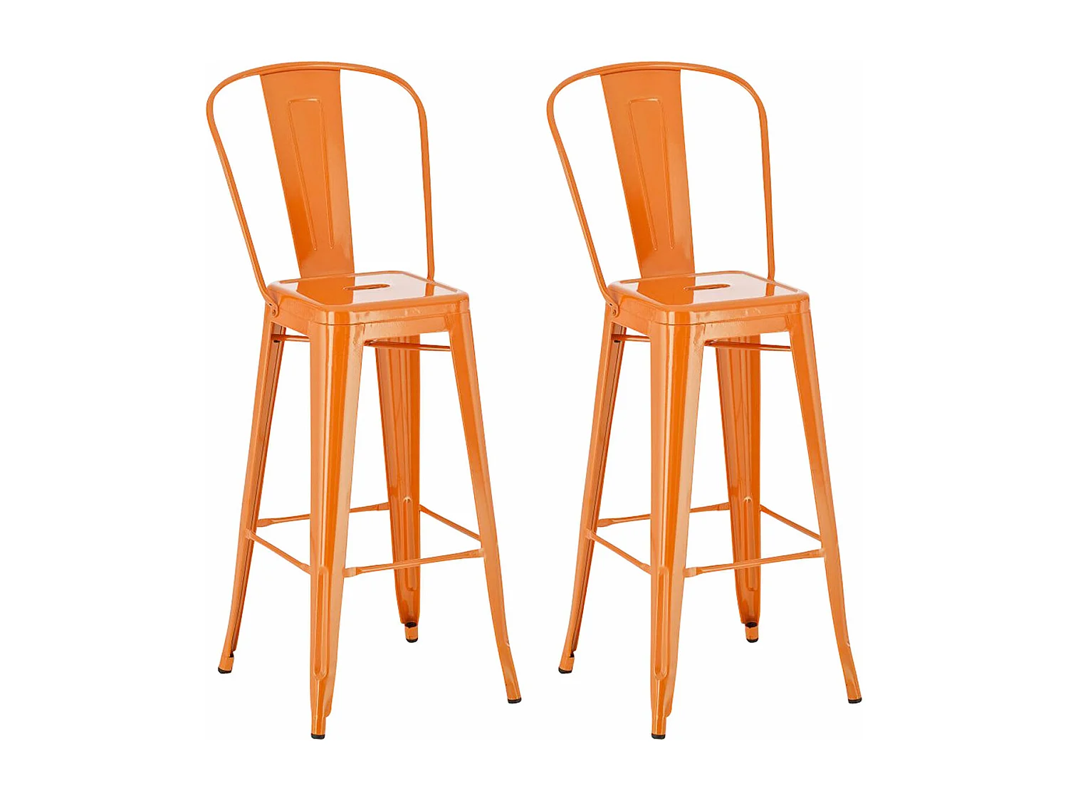 Lot de 2  Tabouret de bar - Métal & Métal - Orange - Aiden