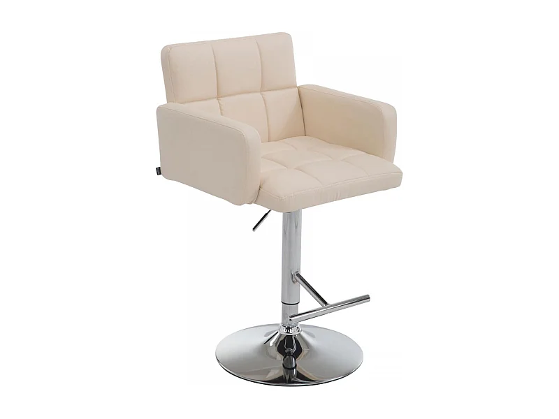 Tabouret de bar - Similicuir & Chrome - Crème - Los Angeles