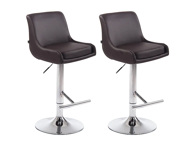 2er Set Barhocker - Kunstleder & Metall - braun - Club