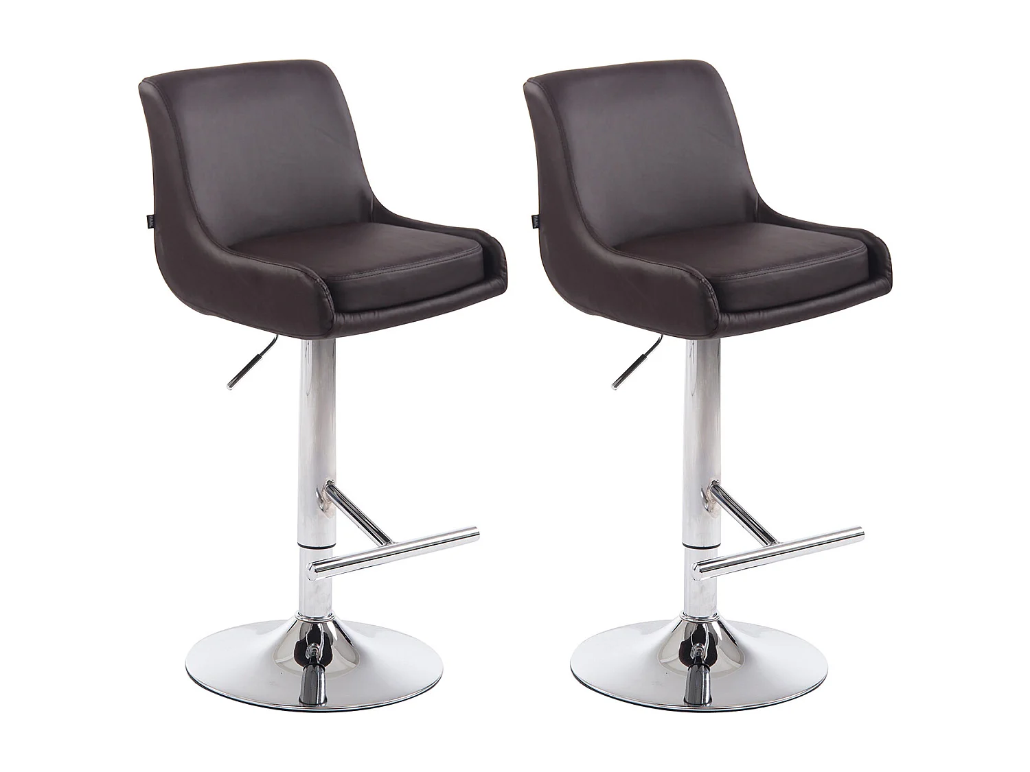 Set van 2  Barkruk - Kunstleer & Metaal - bruin - Club