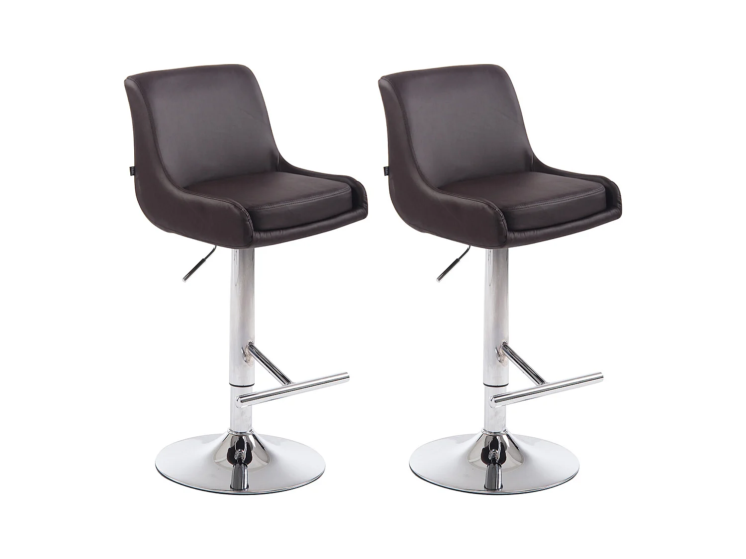 Lot de 2  Tabouret de bar - Similicuir & Métal - Marron - Club