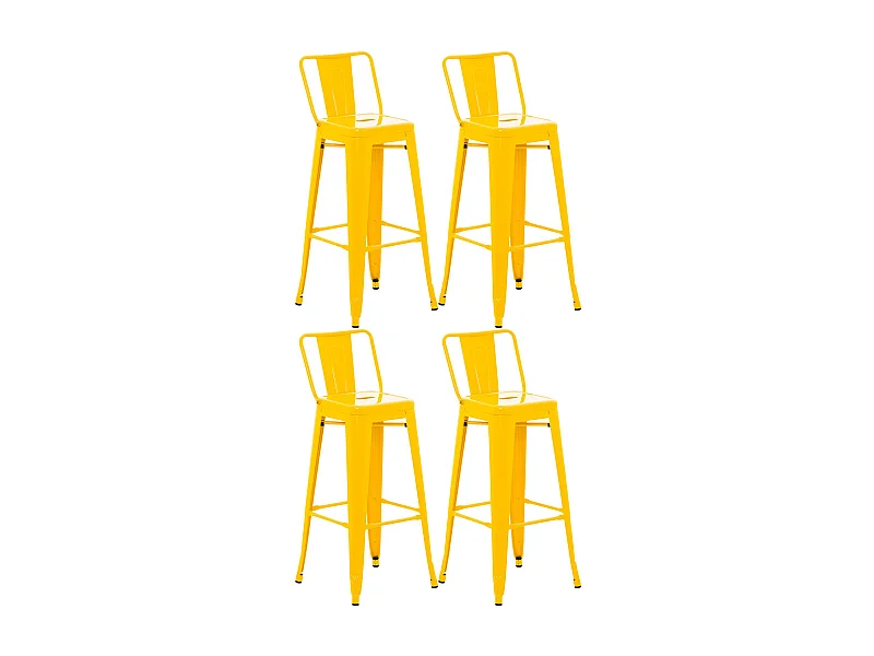Lot de 4  Tabouret de bar - Métal & Nature - Jaune - Mason