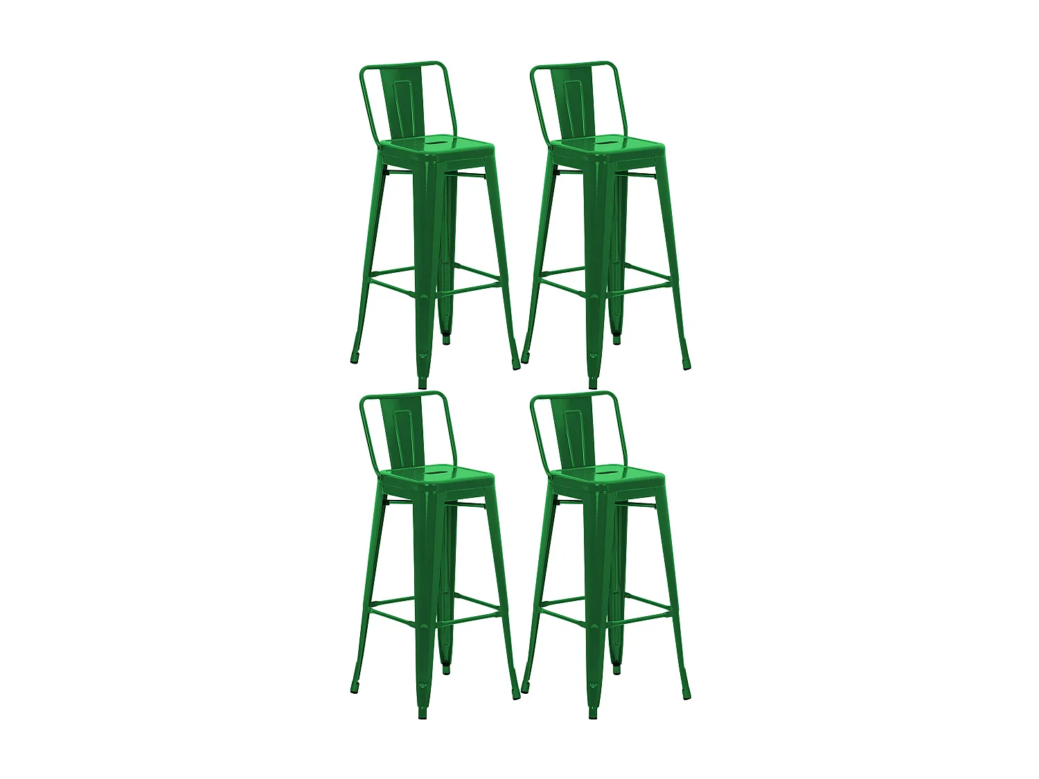 Lot de 4  Tabouret de bar - Métal & Nature - Vert - Mason