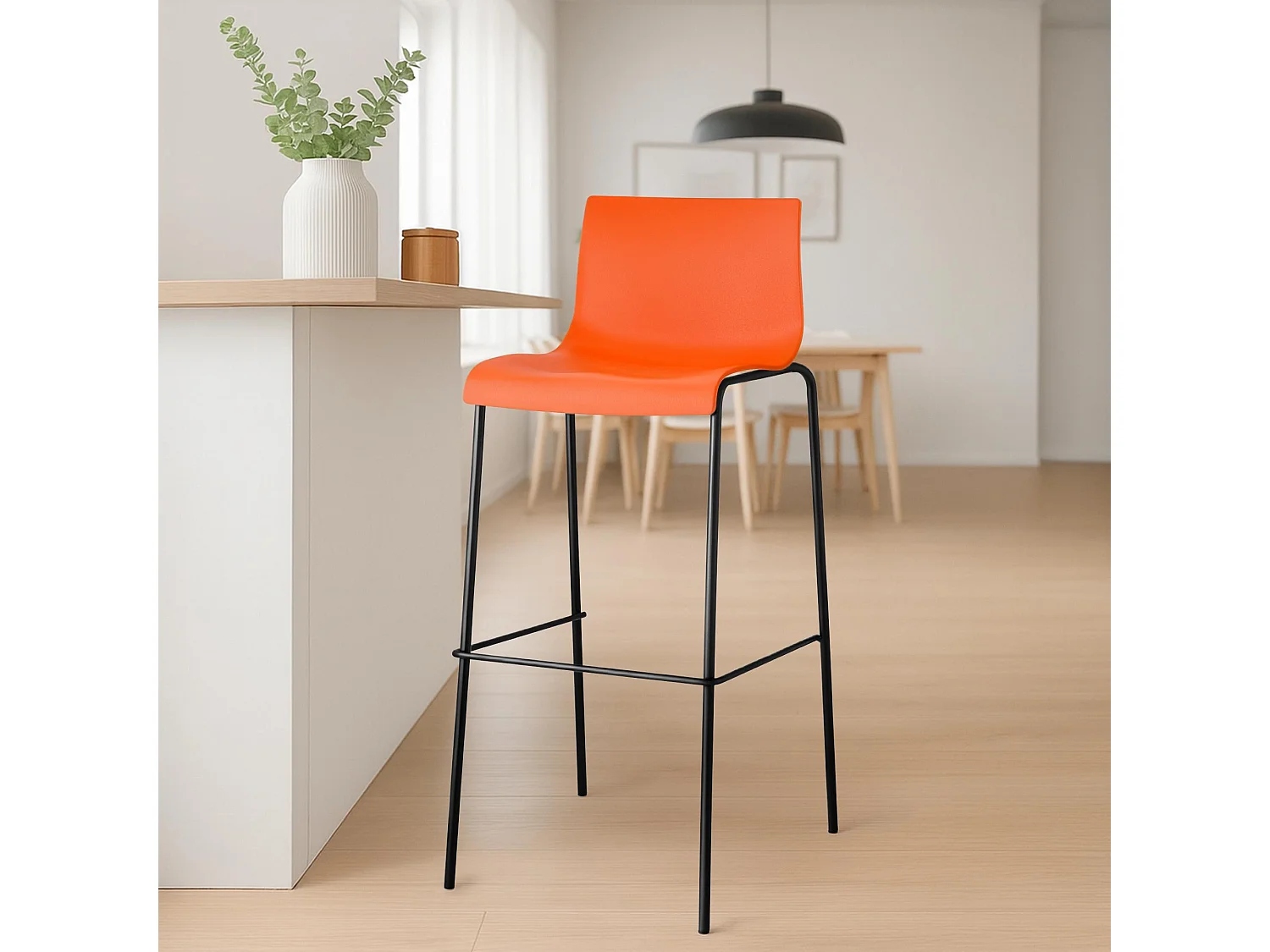 Tabouret de bar - Plastique & Noir - Orange - Hoover