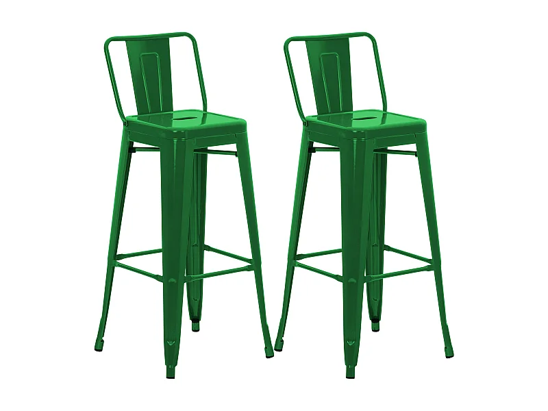 Lot de 2  Tabouret de bar - Métal & Noir - Vert - Mason