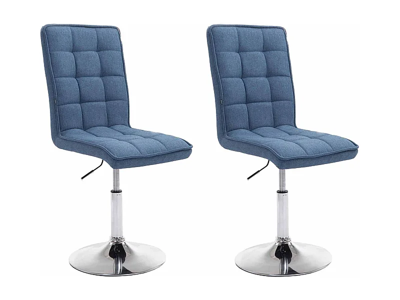 Lot de 2  chaise salle à manger - Tissu & Chrome - Bleu - Peking V2