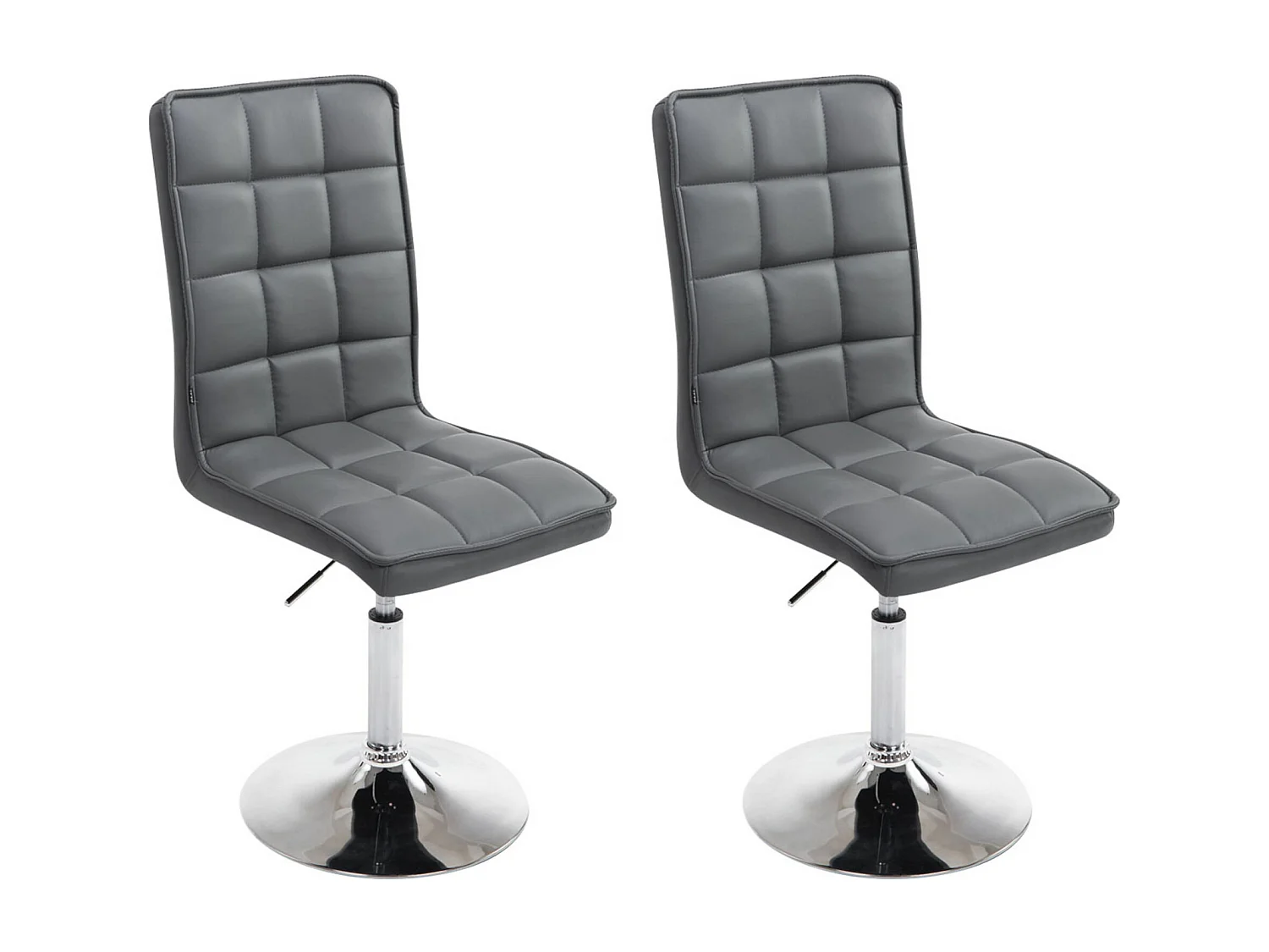 Set van 2  Eetkamerstoelen - Kunstleer & Metaal in chroomoptiek - grijs - Peking V2