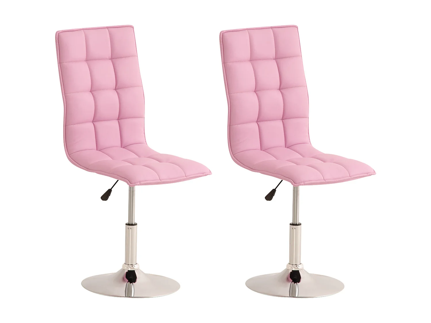 Lot de 2  chaise salle à manger - Similicuir & Chrome - Rose - Peking