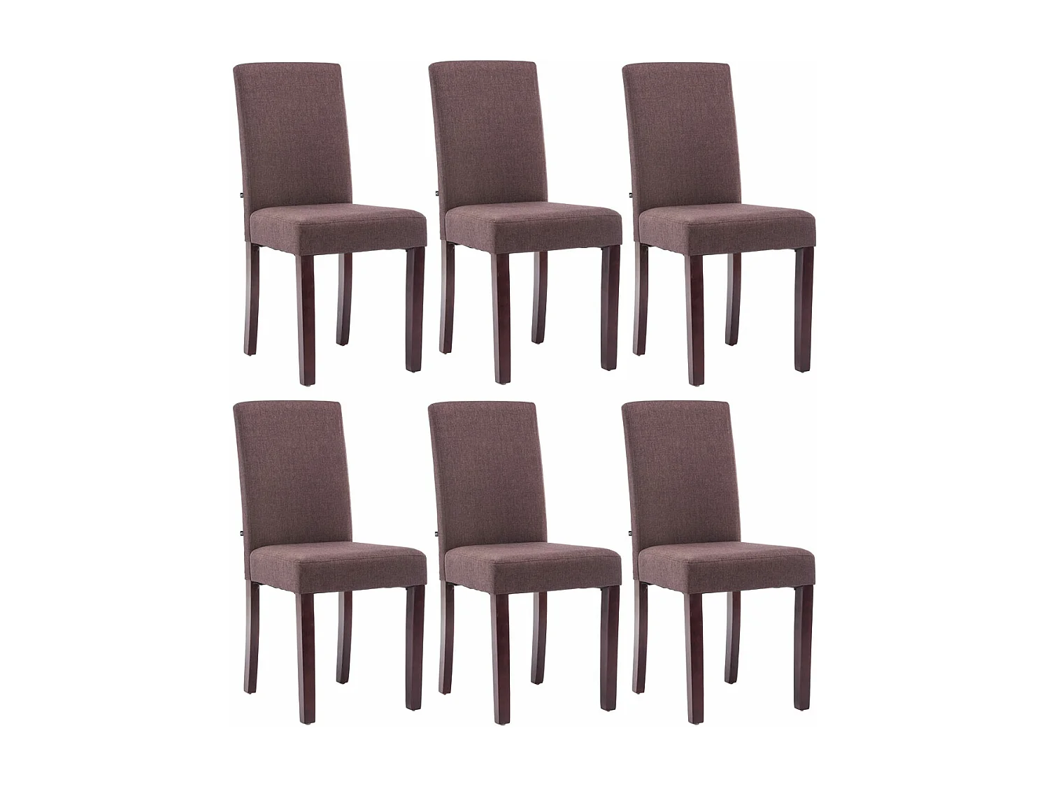 Lot de 6  chaise salle à manger - Tissu & Bois - Marron - Ina