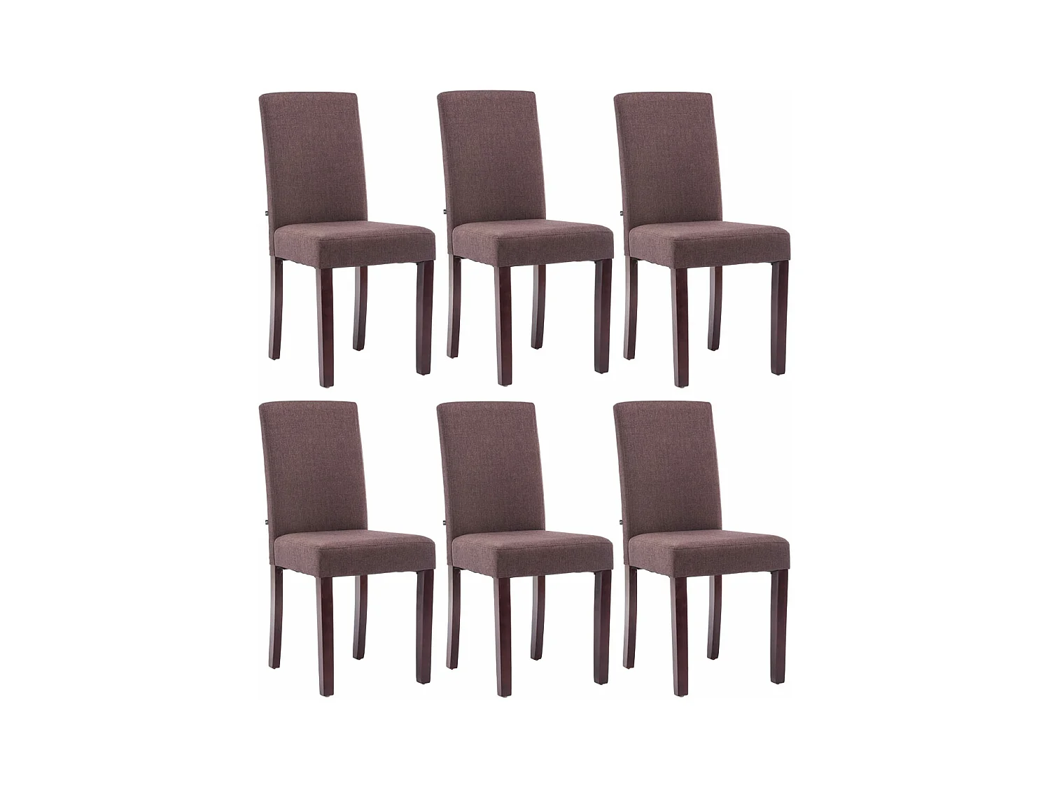 Lot de 6  chaise salle à manger - Tissu & Bois - Marron - Ina