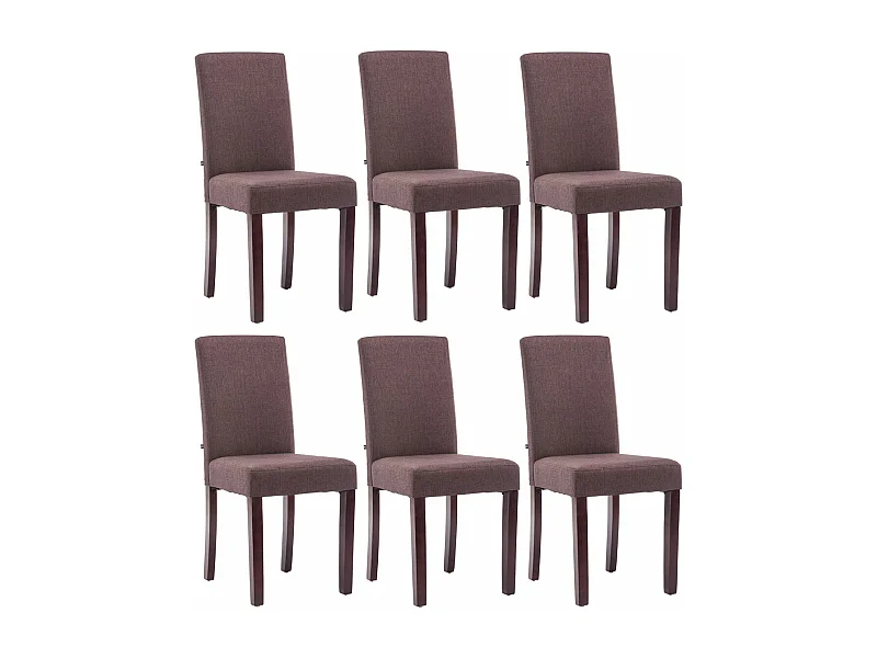 Lot de 6  chaise salle à manger - Tissu & Bois - Marron - Ina