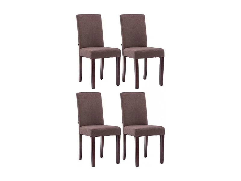 Lot de 4  chaise salle à manger - Tissu & Bois - Marron - Ina