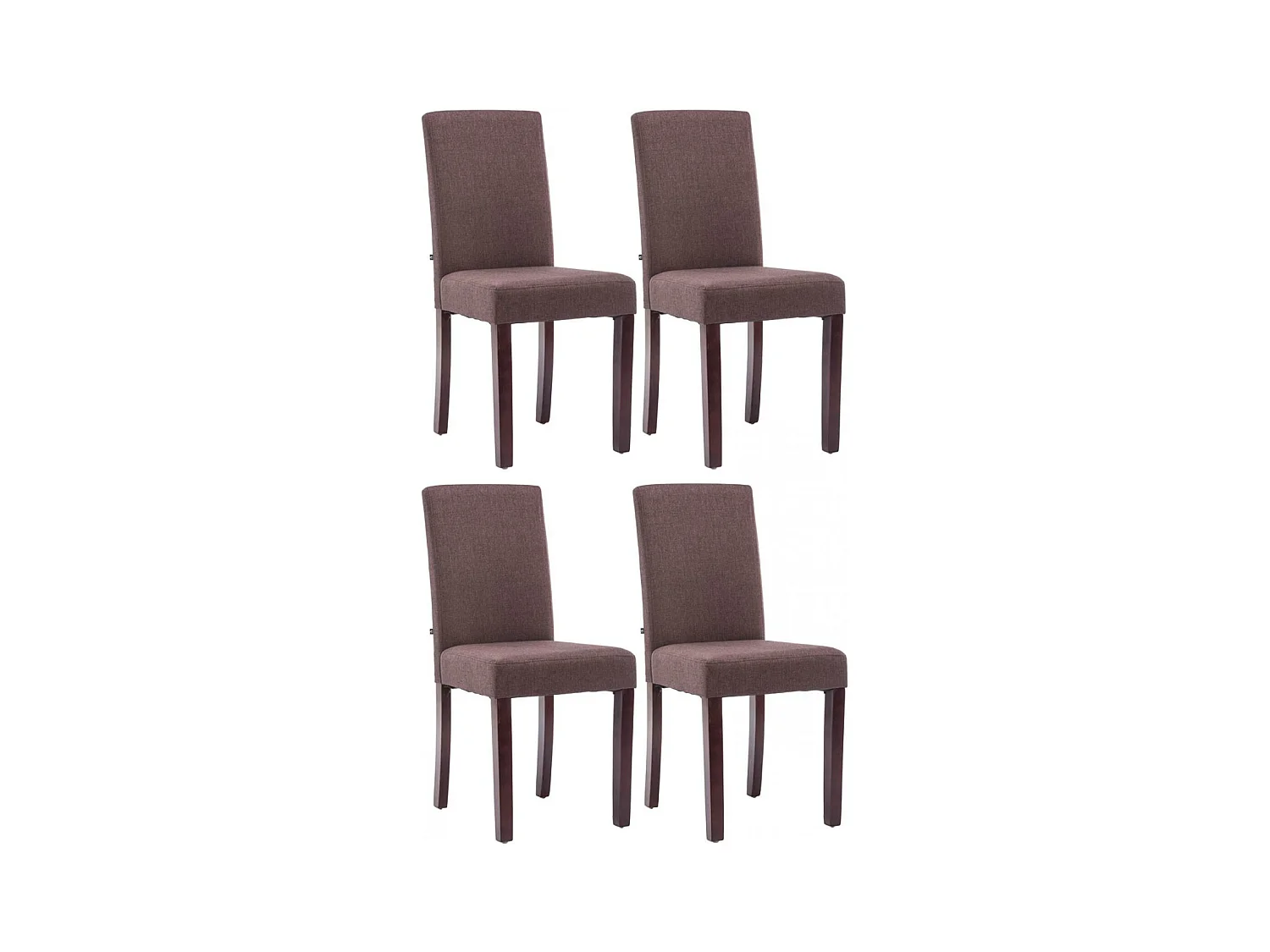 Lot de 4  chaise salle à manger - Tissu & Bois - Marron - Ina