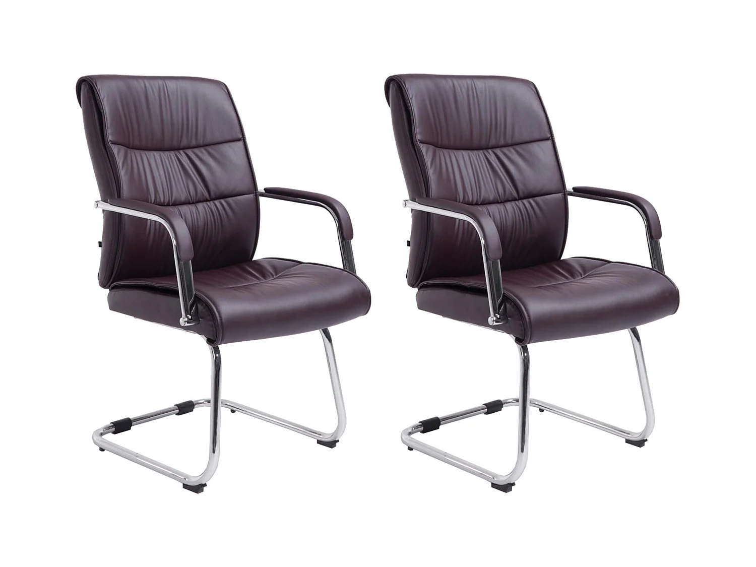 Lot de 2  chaises oscillantes - Similicuir - Marron - Sievert