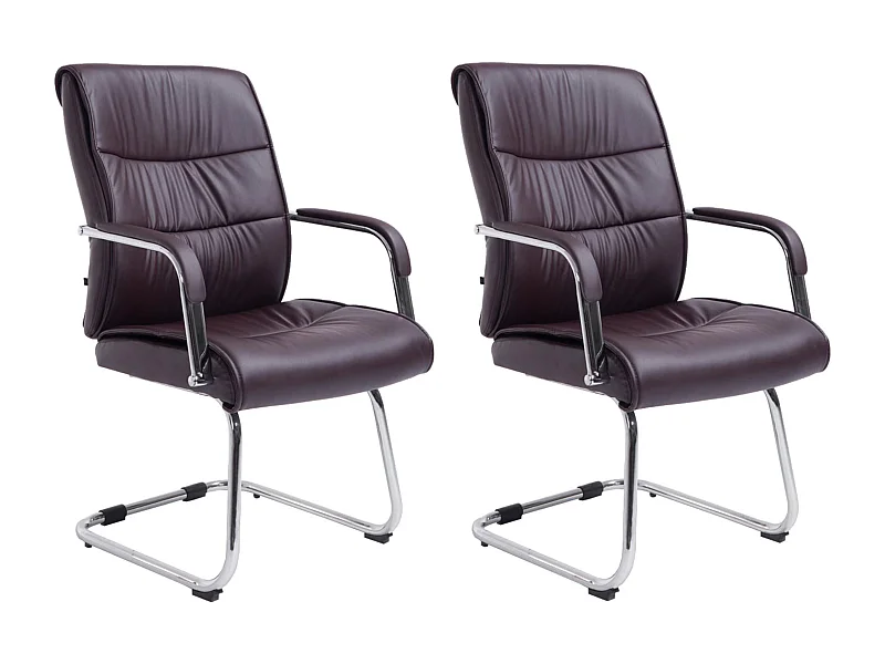 Lot de 2  chaises oscillantes - Similicuir - Marron - Sievert