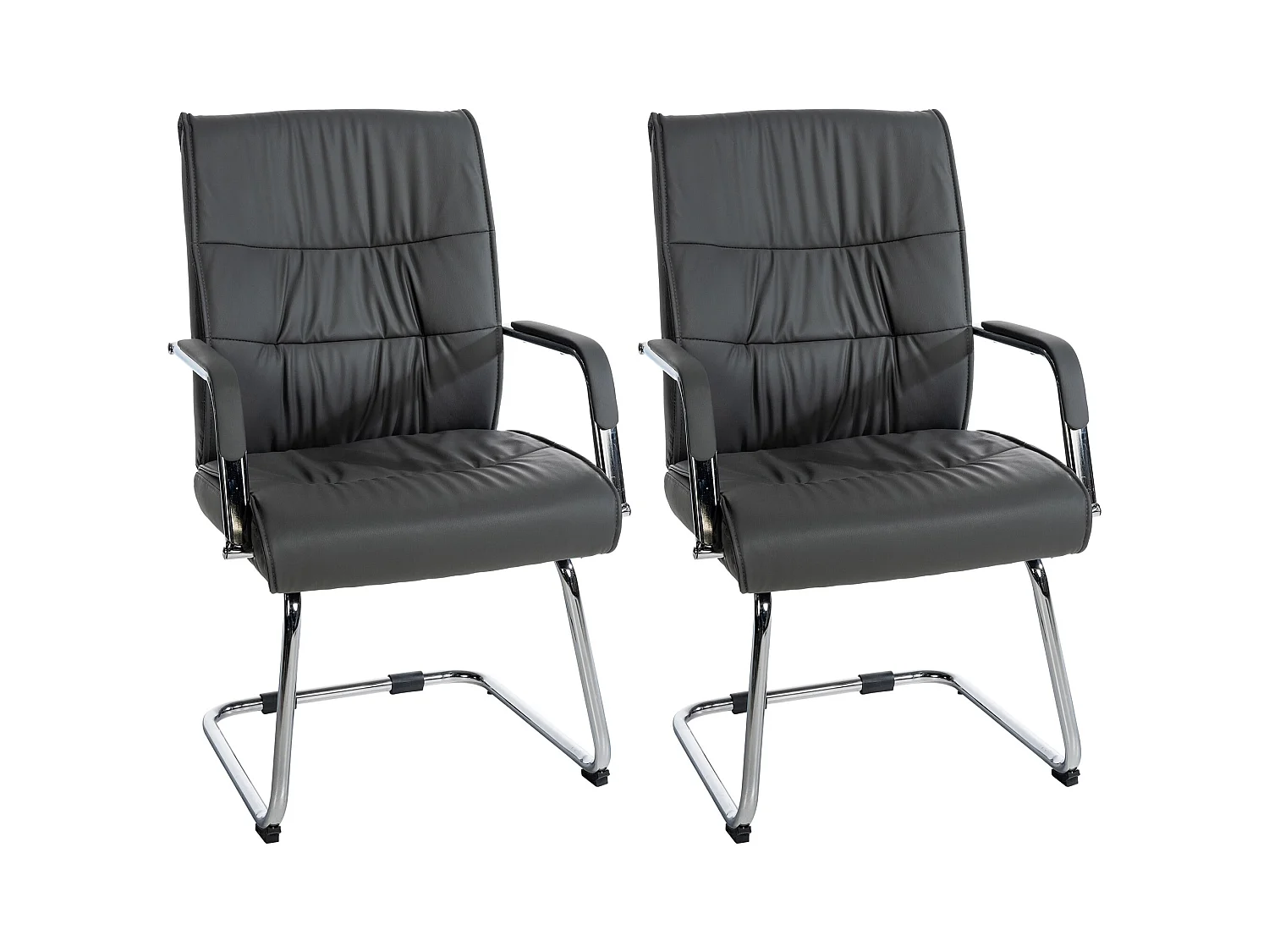 Lot de 2  chaises oscillantes - Similicuir - Gris - Sievert