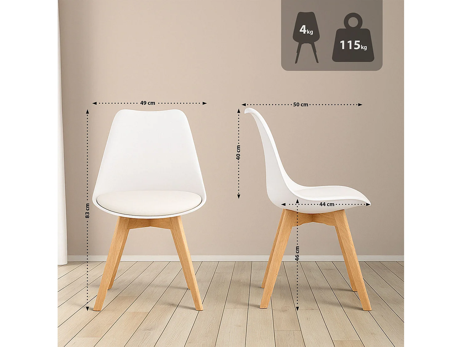 Woonkamer set - Tabel + 4 Stoelen - Lansgar