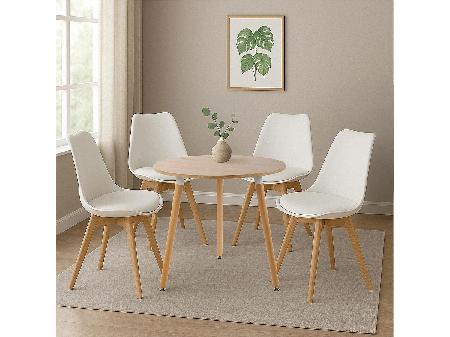 Woonkamer set - Tabel + 4 Stoelen - Lansgar