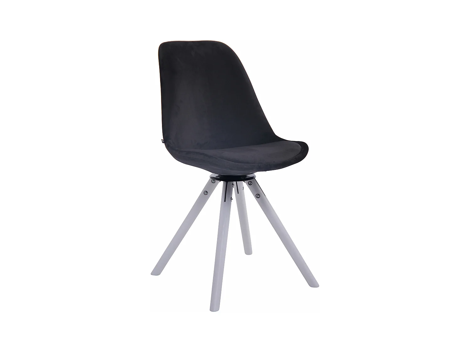 chaise salle à manger - Velours & Blanc - Noir - Troyes