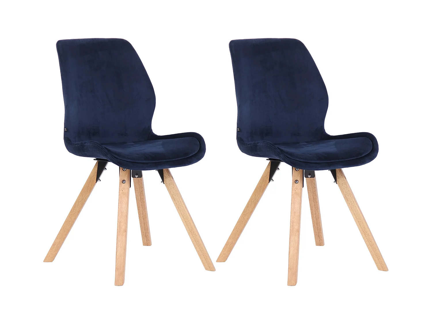 Lot de 2  chaise salle à manger - Velours - Bleu - Luna