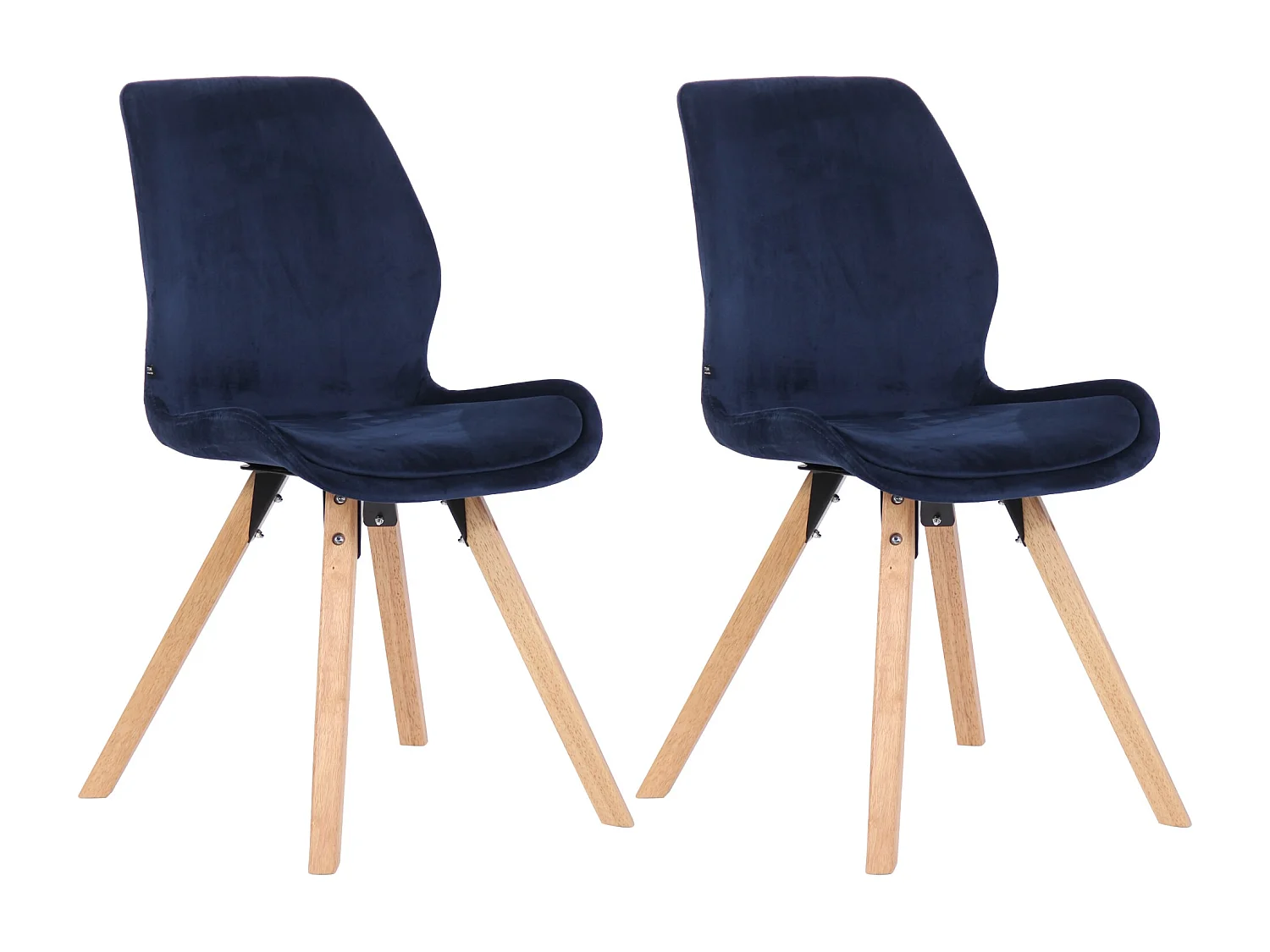 Lot de 2  chaise salle à manger - Velours - Bleu - Luna